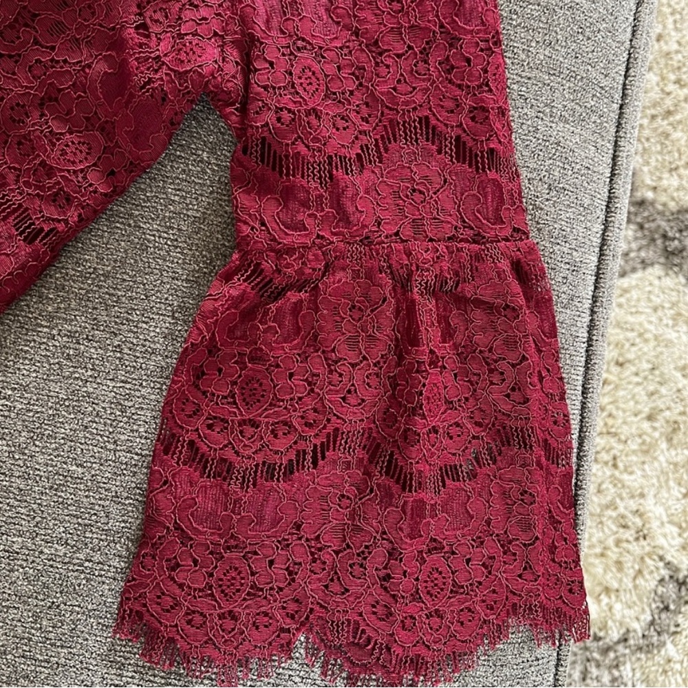 3 Item Bundle- Burgundy and black lace and floral tops - Picture 9 of 11